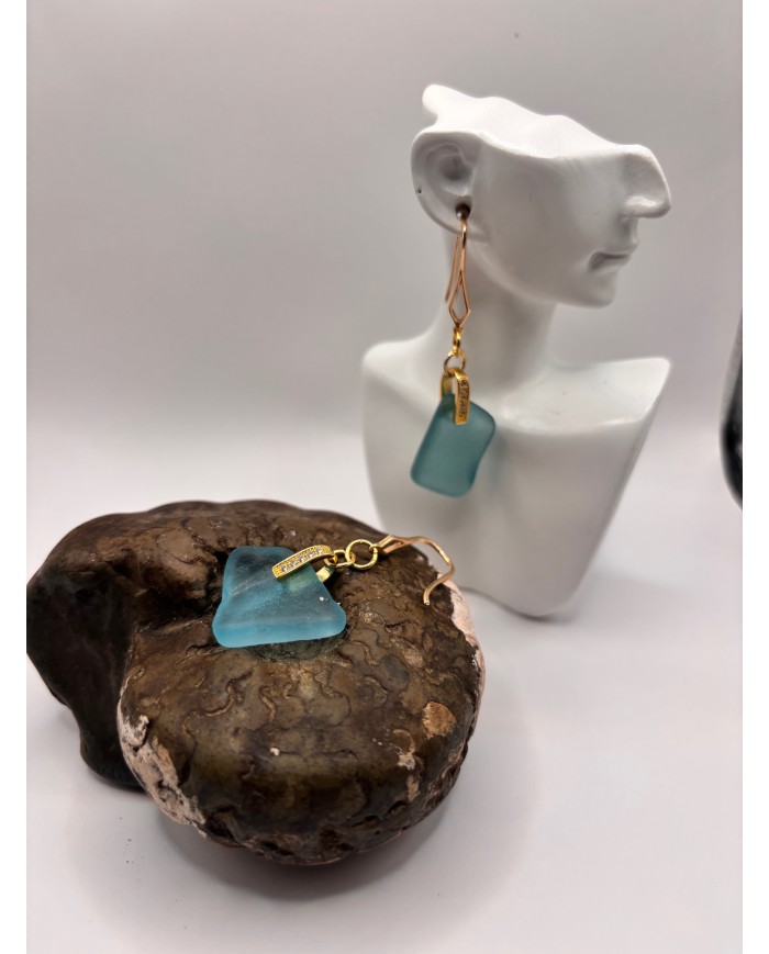 PENDIENTES DE CRISTAL MARINO O LÁGRIMAS DE SIRENA