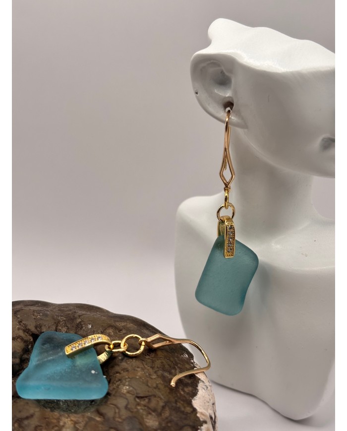 PENDIENTES DE CRISTAL MARINO O LÁGRIMAS DE SIRENA