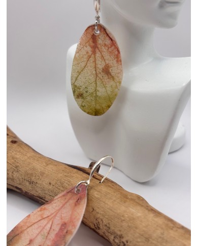 PENDIENTES ARTESANOS DE HOJA NATURAL ESQUELETIZADA