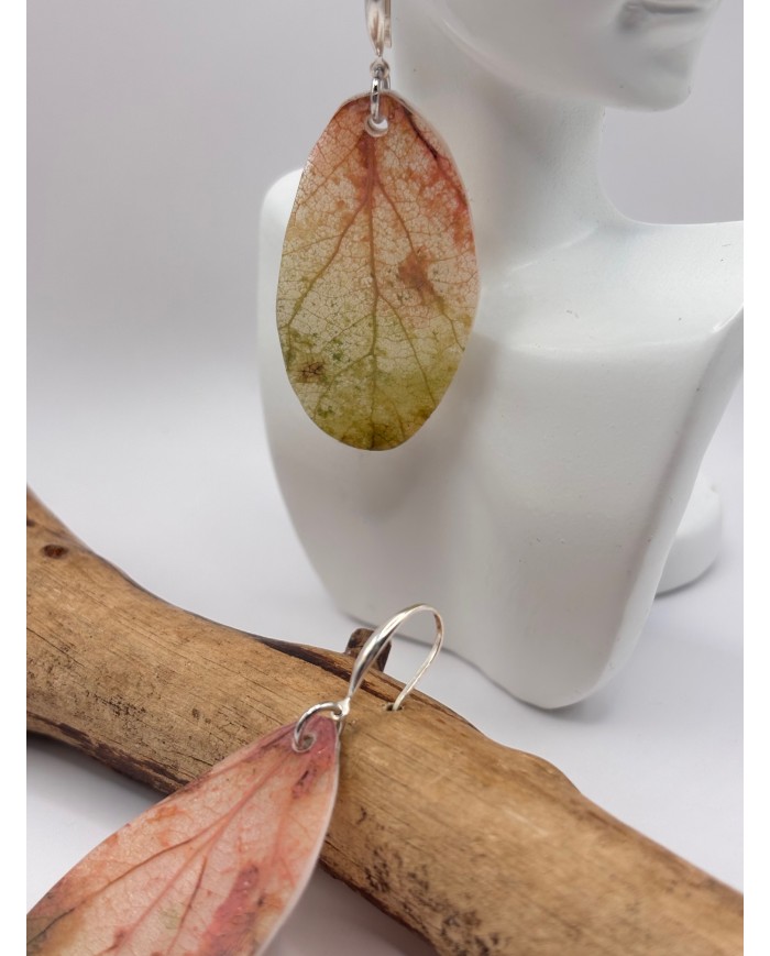PENDIENTES ARTESANOS DE HOJA NATURAL ESQUELETIZADA