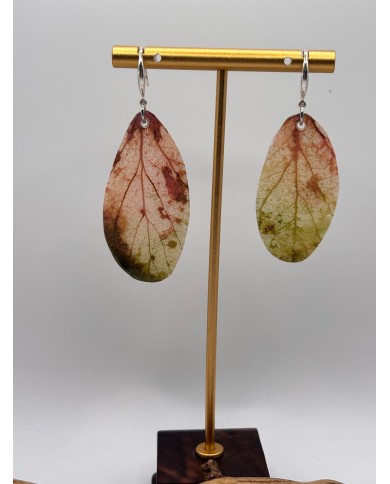 PENDIENTES ARTESANOS DE HOJA NATURAL ESQUELETIZADA