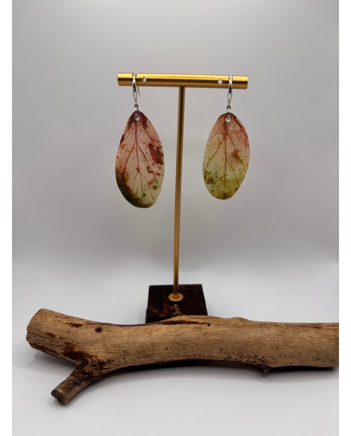 PENDIENTES ARTESANOS DE HOJA NATURAL ESQUELETIZADA