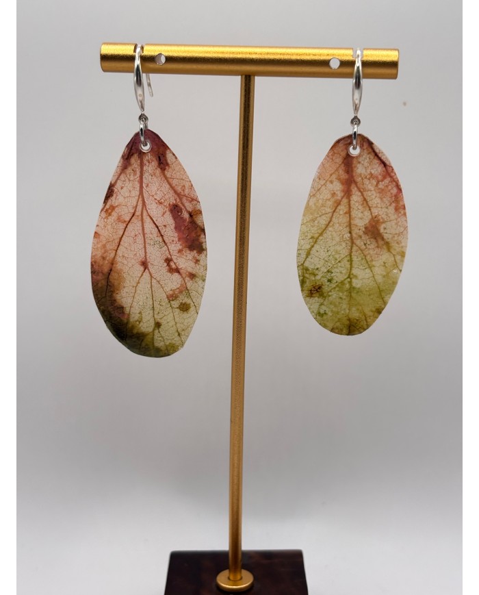 PENDIENTES ARTESANOS DE HOJA NATURAL ESQUELETIZADA