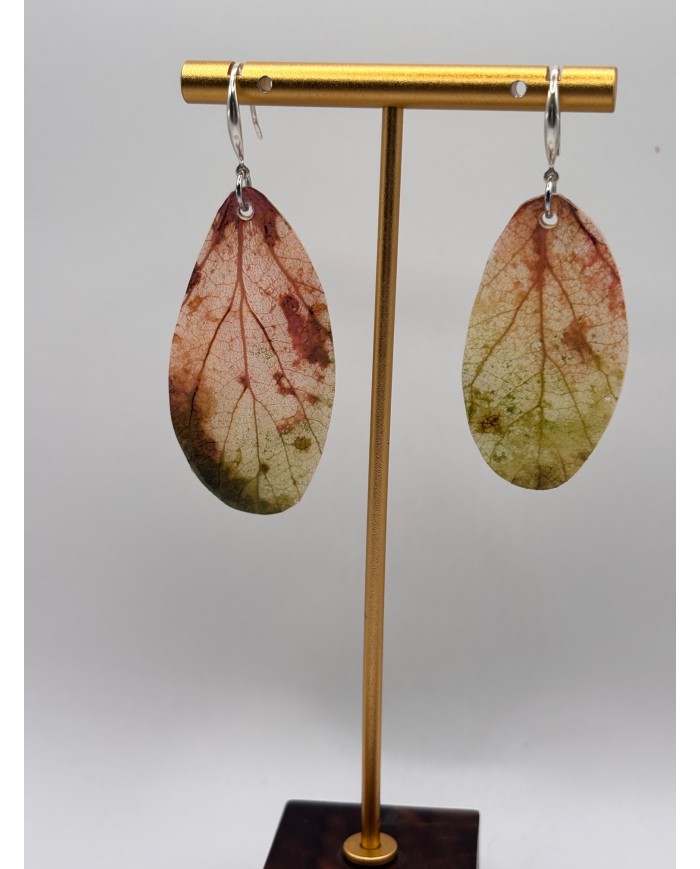 PENDIENTES ARTESANOS DE HOJA NATURAL ESQUELETIZADA