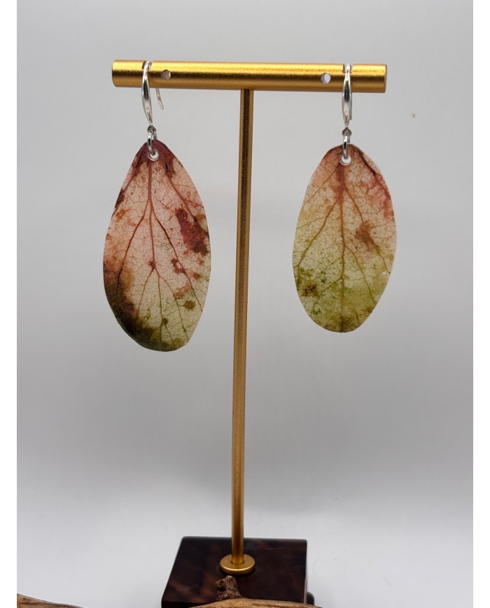 PENDIENTES ARTESANOS DE HOJA NATURAL ESQUELETIZADA