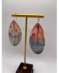 PENDIENTES ARTESANOS DE HOJA NATRURAL ESQUELETIZADA DE ÁLAMO BLANCO