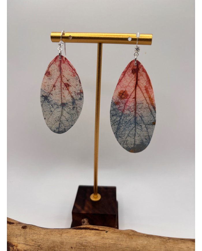 PENDIENTES ARTESANOS DE HOJA NATURAL ESQUELETIZADA