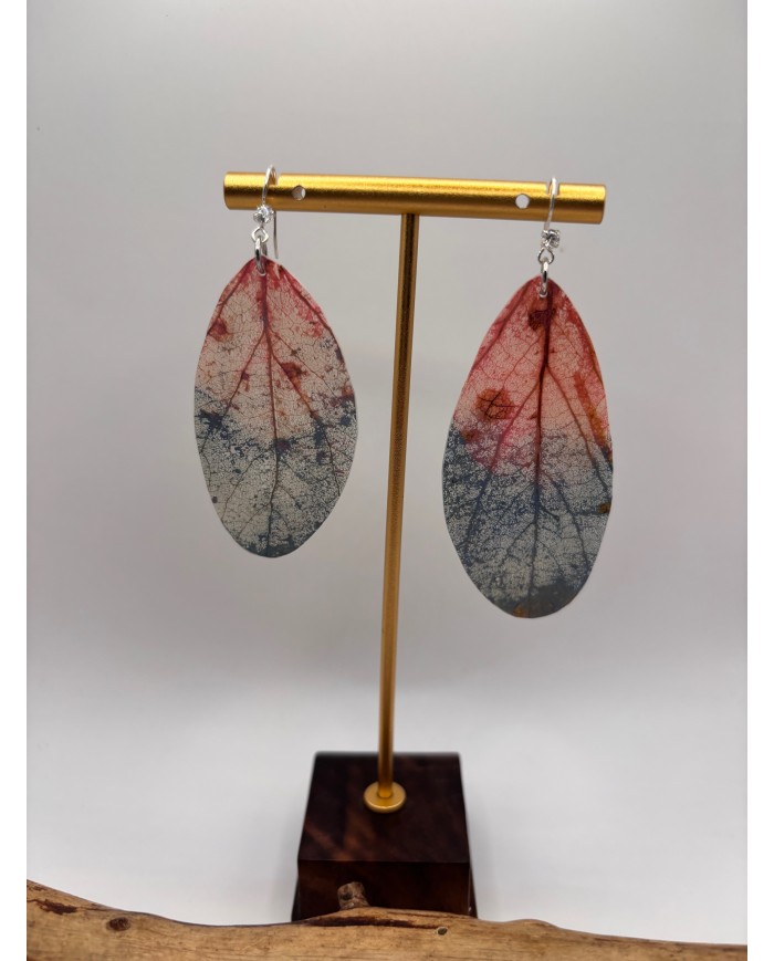 PENDIENTES ARTESANOS DE HOJA NATURAL ESQUELETIZADA