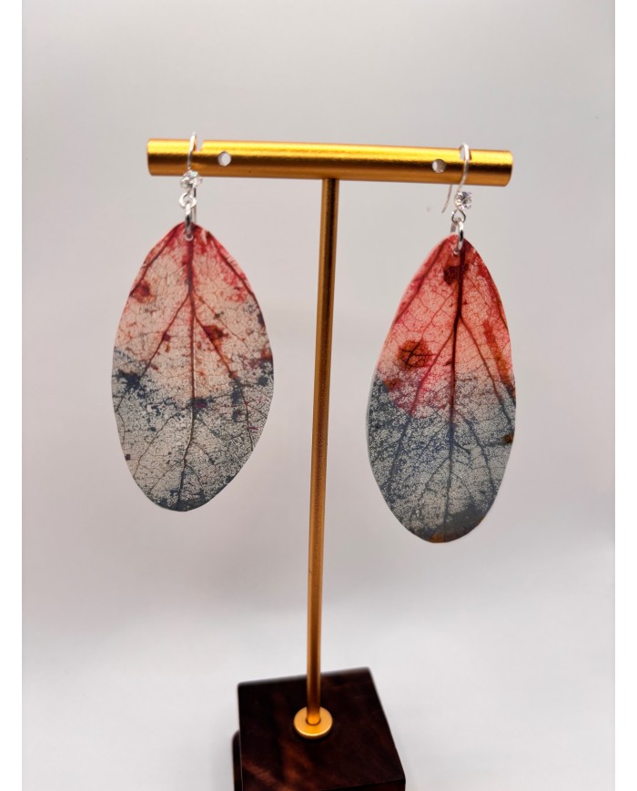 PENDIENTES ARTESANOS DE HOJA NATURAL ESQUELETIZADA