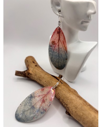 PENDIENTES ARTESANOS DE HOJA NATURAL ESQUELETIZADA
