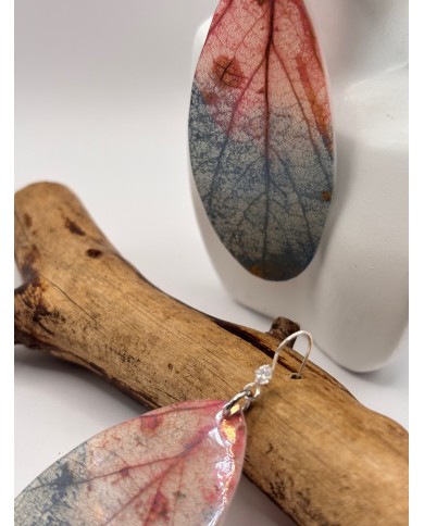 PENDIENTES ARTESANOS DE HOJA NATURAL ESQUELETIZADA