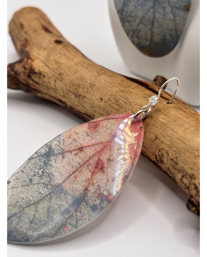 PENDIENTES ARTESANOS DE HOJA NATURAL ESQUELETIZADA