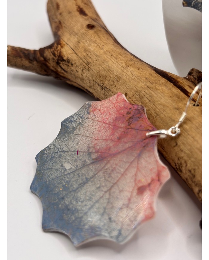 PENDIENTES ARTESANOS DE HOJA NATRURAL ESQUELETIZADA DE ÁLAMO BLANCO