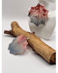 PENDIENTES ARTESANOS DE HOJA NATRURAL ESQUELETIZADA DE ÁLAMO BLANCO