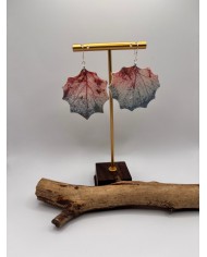 PENDIENTES ARTESANOS DE HOJA NATRURAL ESQUELETIZADA DE ÁLAMO BLANCO