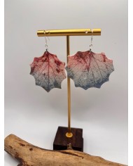 PENDIENTES ARTESANOS DE HOJA NATRURAL ESQUELETIZADA DE ÁLAMO BLANCO