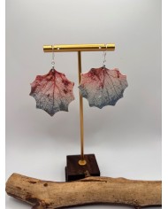 PENDIENTES ARTESANOS DE HOJA NATRURAL ESQUELETIZADA DE ÁLAMO BLANCO