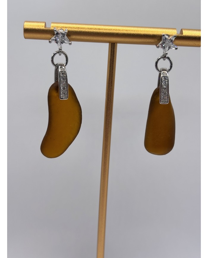 PENDIENTES ARTESANOS DE CRISTAL MARINO O LÁGRIMAS DE SIRENA