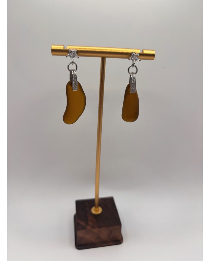 PENDIENTES ARTESANOS DE CRISTAL MARINO O LÁGRIMAS DE SIRENA