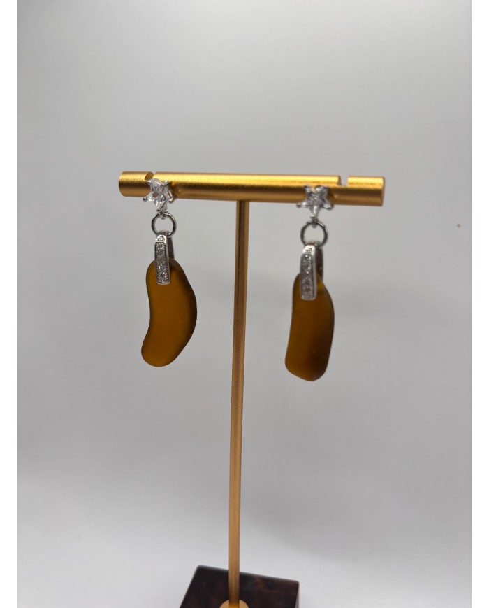 PENDIENTES ARTESANOS DE CRISTAL MARINO O LÁGRIMAS DE SIRENA