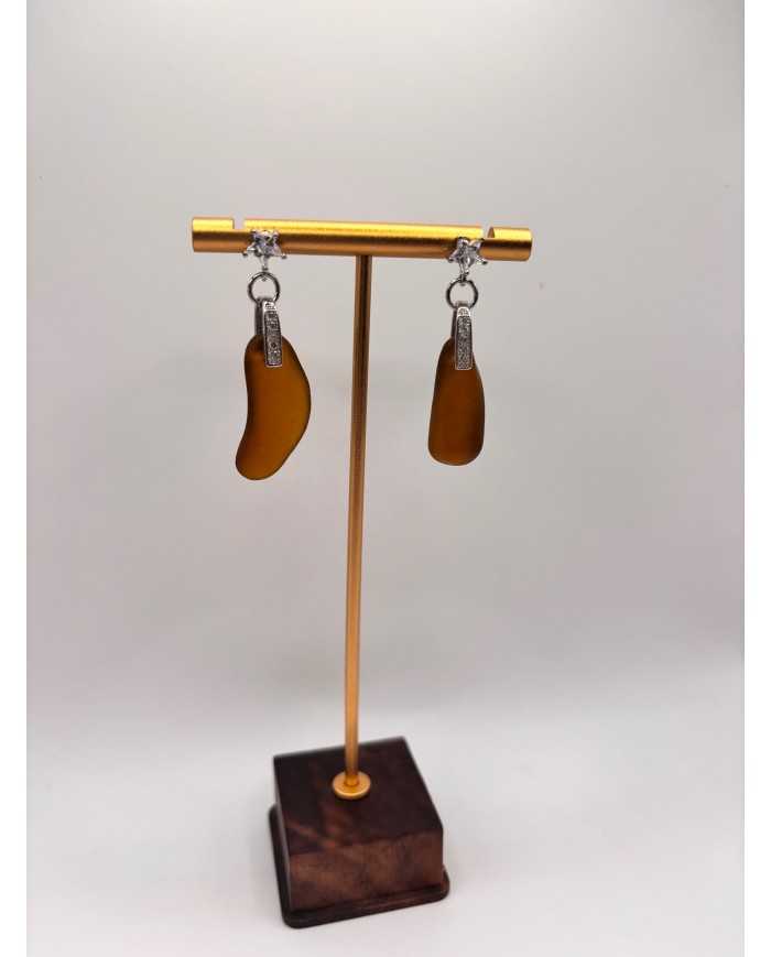 PENDIENTES ARTESANOS DE CRISTAL MARINO O LÁGRIMAS DE SIRENA