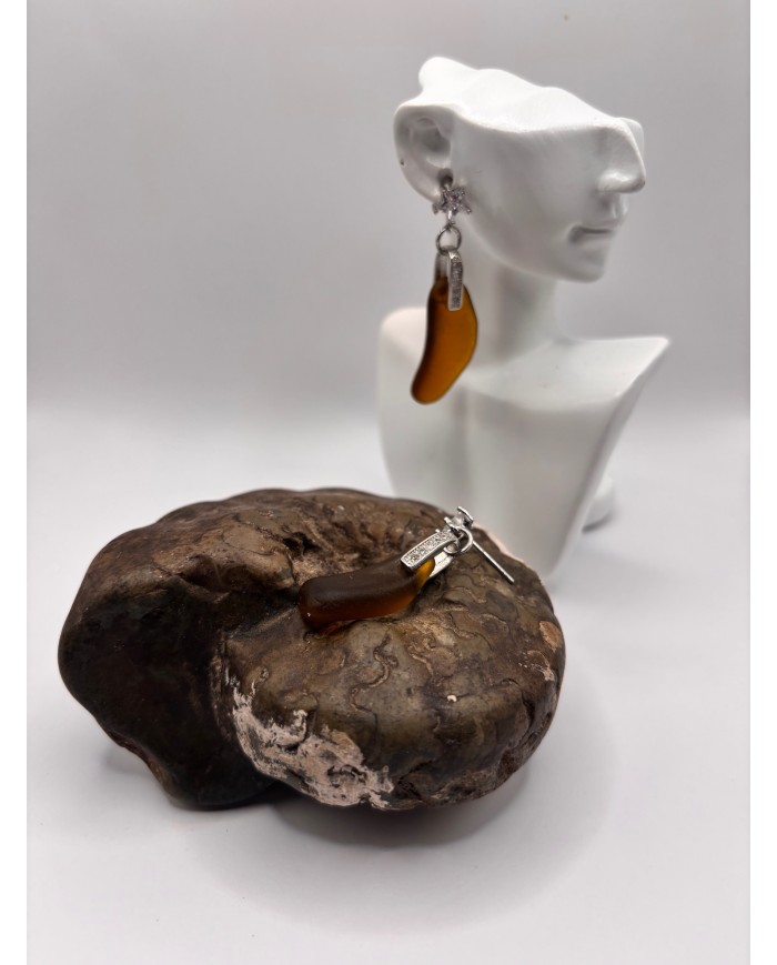 PENDIENTES ARTESANOS DE CRISTAL MARINO O LÁGRIMAS DE SIRENA