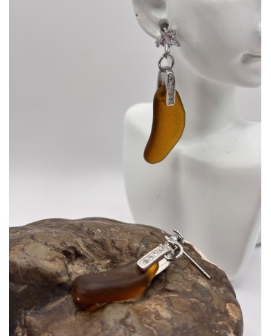 PENDIENTES ARTESANOS DE CRISTAL MARINO O LÁGRIMAS DE SIRENA