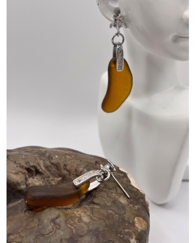 PENDIENTES ARTESANOS DE CRISTAL MARINO O LÁGRIMAS DE SIRENA