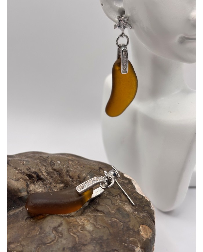 PENDIENTES ARTESANOS DE CRISTAL MARINO O LÁGRIMAS DE SIRENA