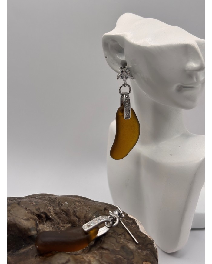 PENDIENTES ARTESANOS DE CRISTAL MARINO O LÁGRIMAS DE SIRENA