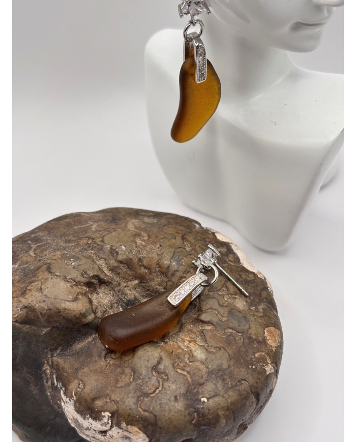 PENDIENTES ARTESANOS DE CRISTAL MARINO O LÁGRIMAS DE SIRENA