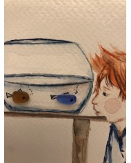 Ilustración pintada a mano con acuarela y Sea glass