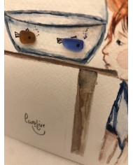 Ilustración pintada a mano con acuarela y Sea glass