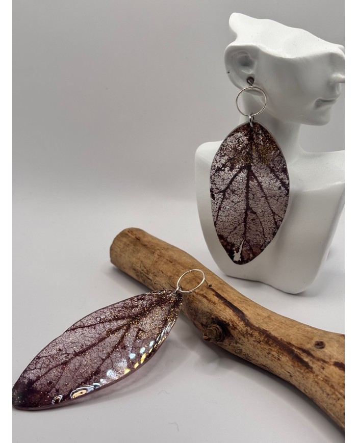 EDICIÓN "TRANSPARENCIA" PENDIENTES ARTESANOS DE HOJA NATURAL