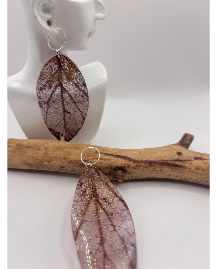 EDICIÓN "TRANSPARENCIA" PENDIENTES ARTESANOS DE HOJA NATURAL