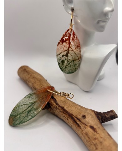 PENDIENTES ARTESANOS DE HOJA NATURAL ESQUELETIZADA