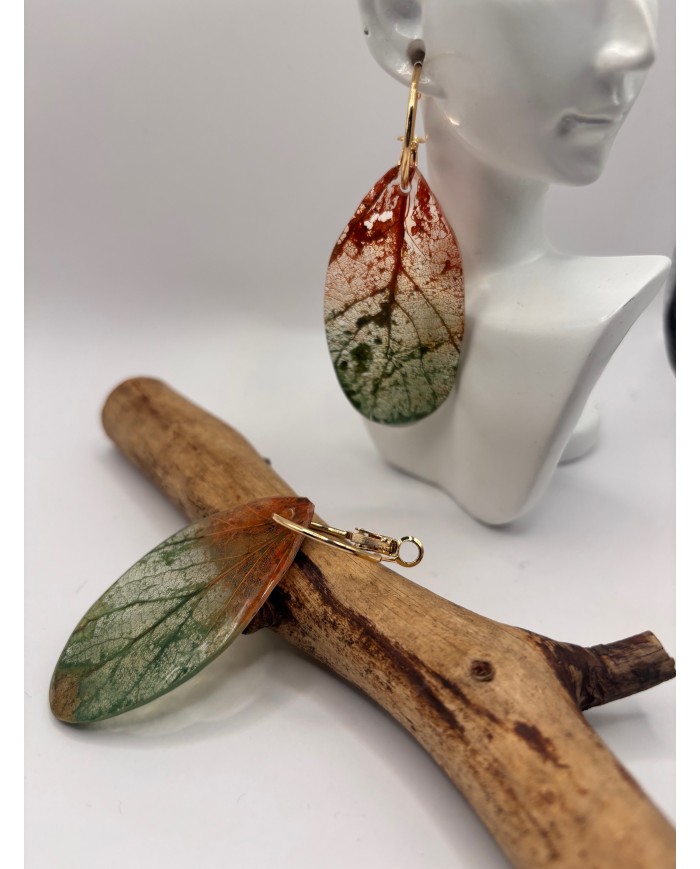 PENDIENTES ARTESANOS DE HOJA NATURAL ESQUELETIZADA