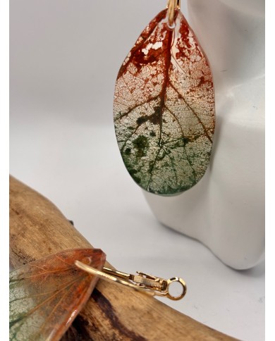 PENDIENTES ARTESANOS DE HOJA NATURAL ESQUELETIZADA