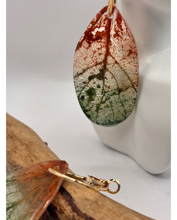 PENDIENTES ARTESANOS DE HOJA NATURAL ESQUELETIZADA