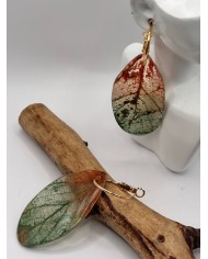 PENDIENTES ARTESANOS DE HOJA NATURAL ESQUELETIZADA
