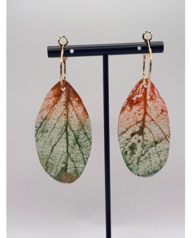 PENDIENTES ARTESANOS DE HOJA NATURAL ESQUELETIZADA