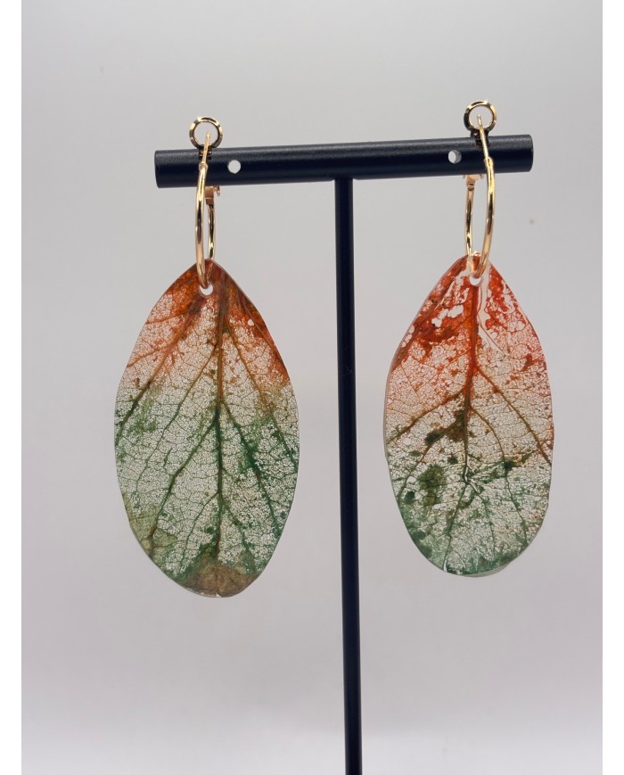 PENDIENTES ARTESANOS DE HOJA NATURAL ESQUELETIZADA