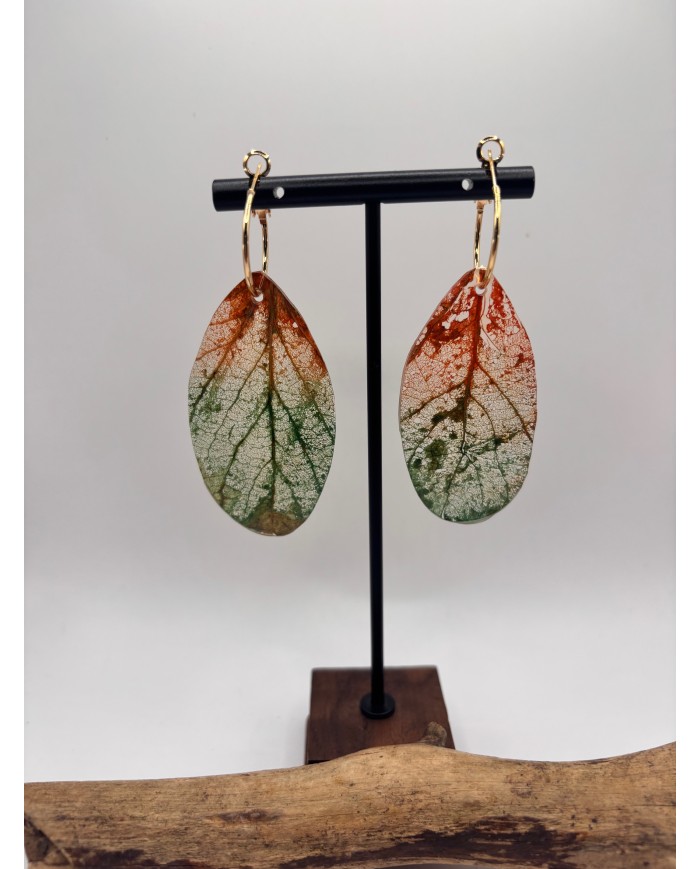 PENDIENTES ARTESANOS DE HOJA NATURAL ESQUELETIZADA