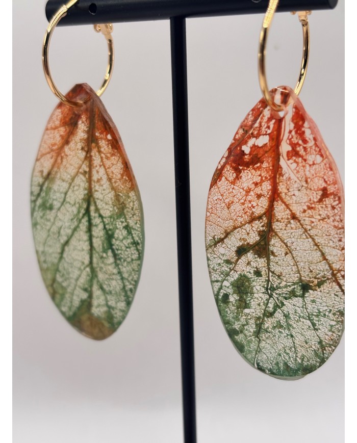 PENDIENTES ARTESANOS DE HOJA NATURAL ESQUELETIZADA