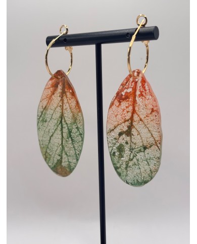 PENDIENTES ARTESANOS DE HOJA NATURAL ESQUELETIZADA