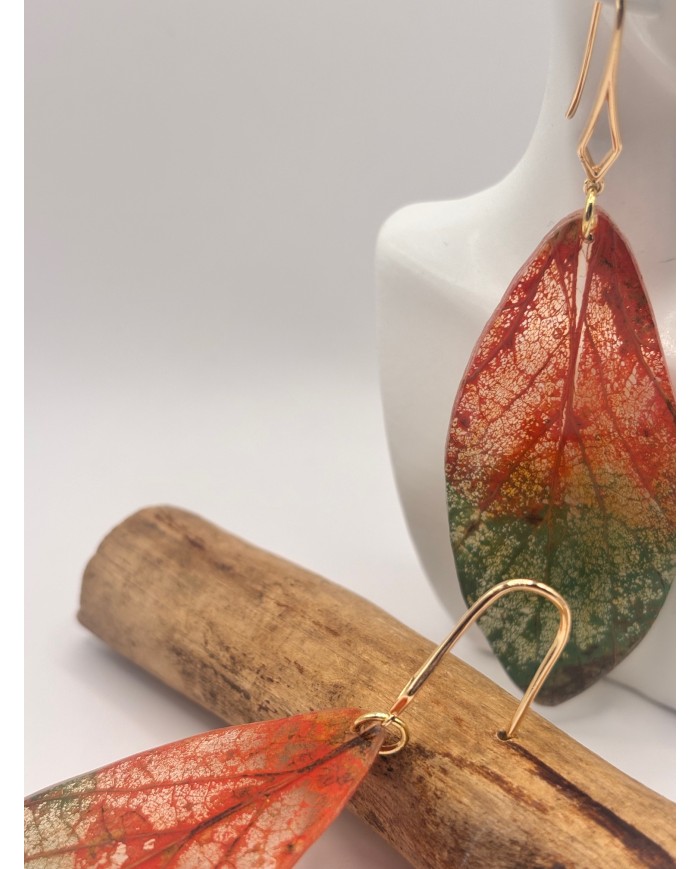 EDICIÓN "TRANSPARENCIA" PENDIENTES ARTESANOS DE HOJA  NATURAL