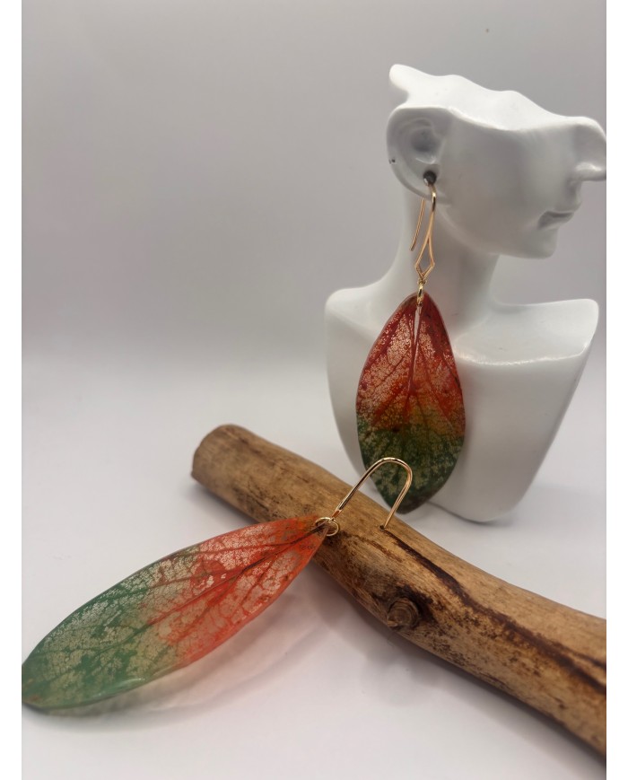 EDICIÓN "TRANSPARENCIA" PENDIENTES ARTESANOS DE HOJA  NATURAL