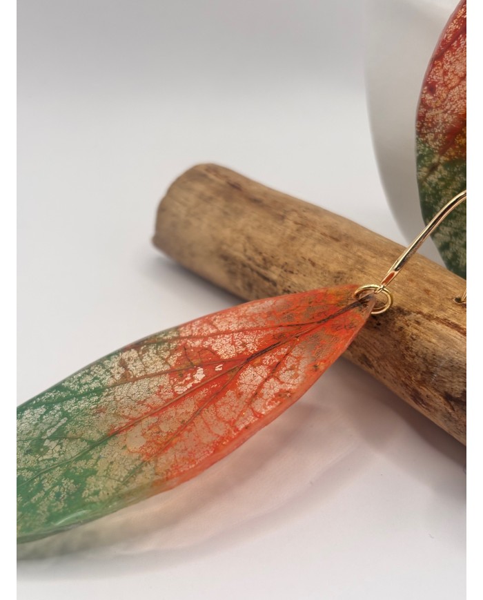 EDICIÓN "TRANSPARENCIA" PENDIENTES ARTESANOS DE HOJA  NATURAL