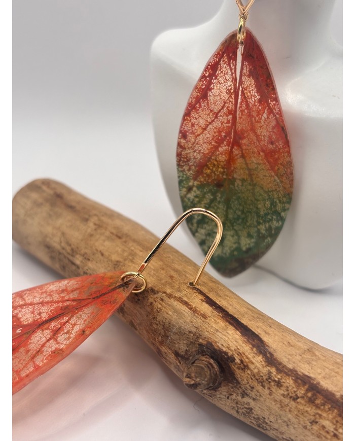 EDICIÓN "TRANSPARENCIA" PENDIENTES ARTESANOS DE HOJA  NATURAL