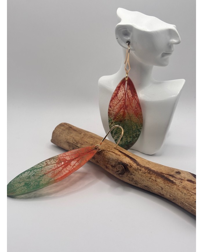 EDICIÓN "TRANSPARENCIA" PENDIENTES ARTESANOS DE HOJA  NATURAL